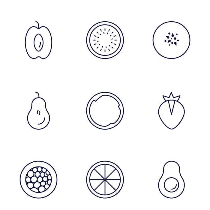 Fruits black and white icons set