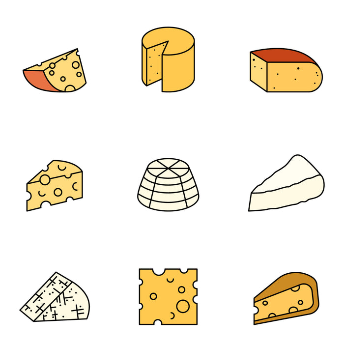 Cheese colored icons set