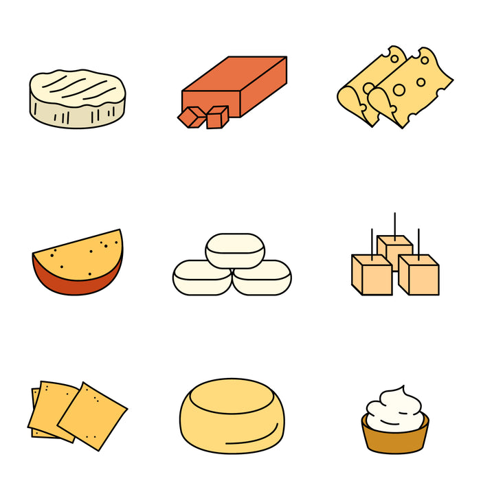 Cheese colored icons set