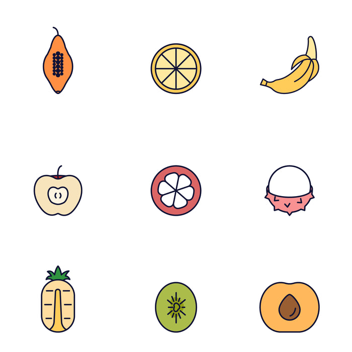 Fruits colored icons set