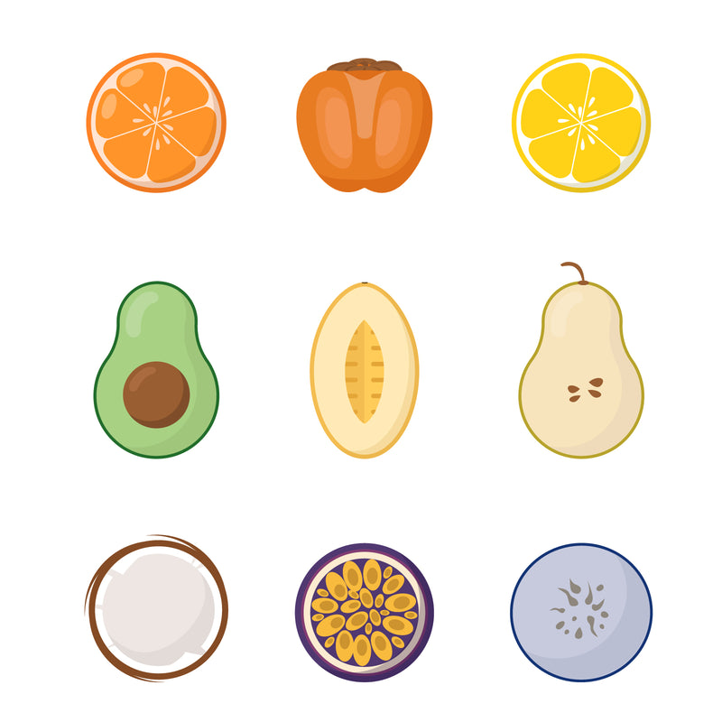 Fruits colored images set