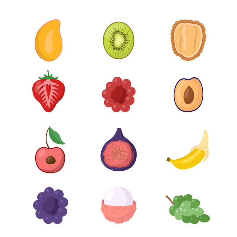 Fruits colored images set