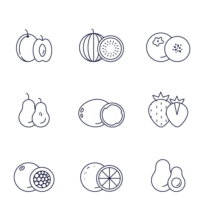 Fruits black and white icons