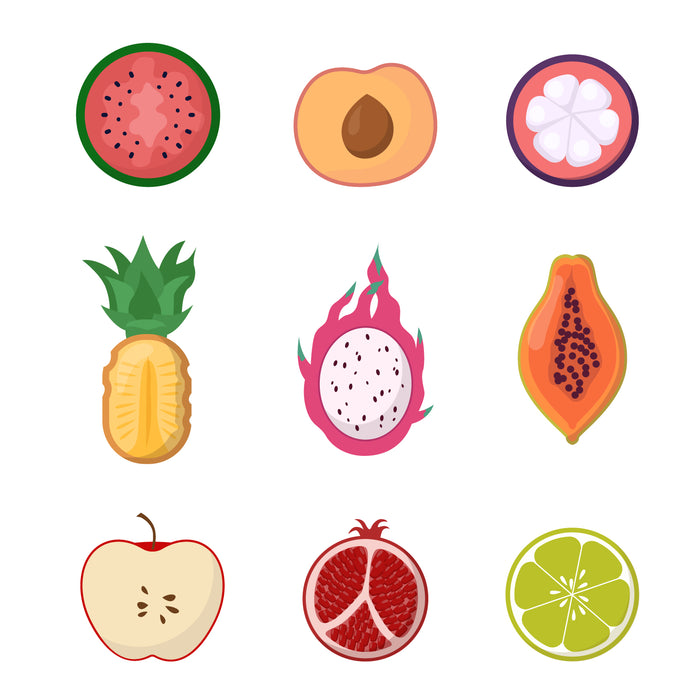 Fruits colored images set