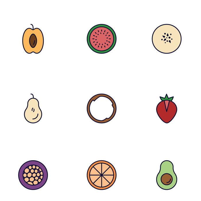 Fruits colored icons set