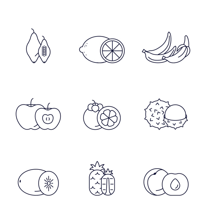 Fruits black and white icons