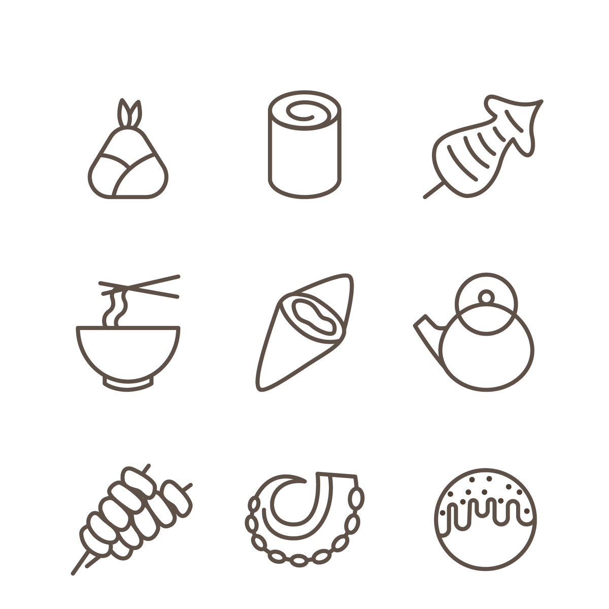 Japanese food icon set