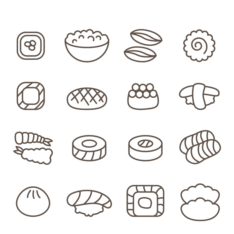 Japanese food icon set