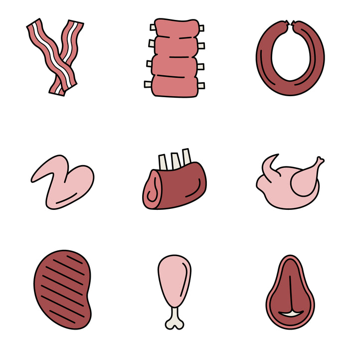 Meat and poultry colored icons