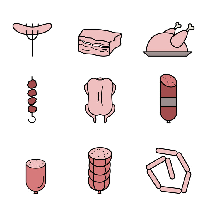 Meat and poultry colored icons