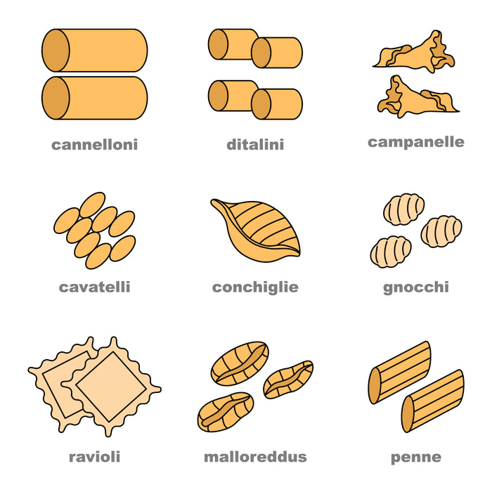 Italian pasta icons set