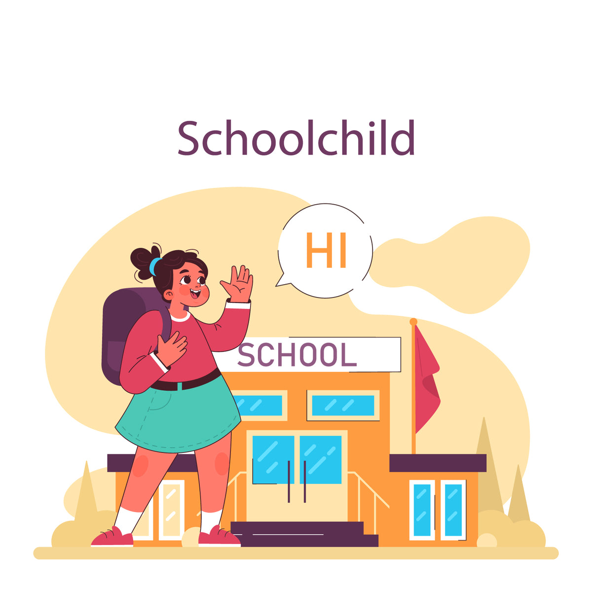 Schoolchild everyday routine set