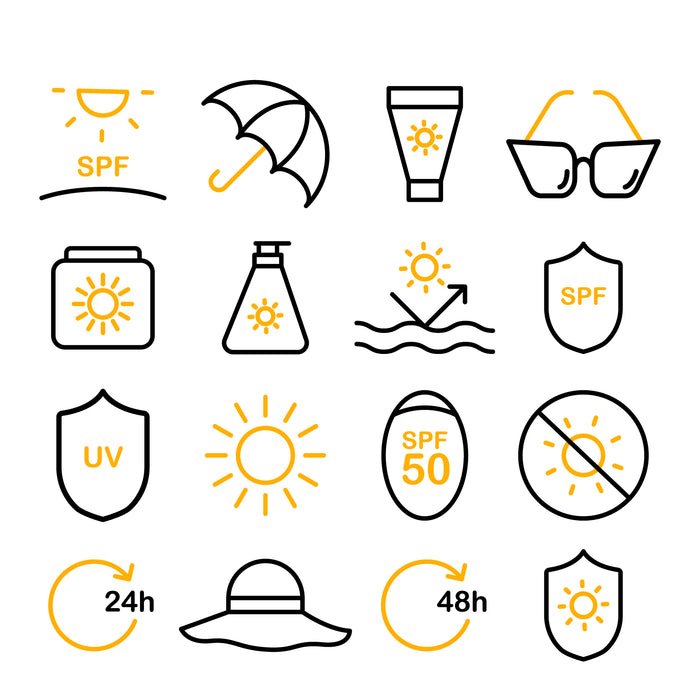 Sun protection icons set