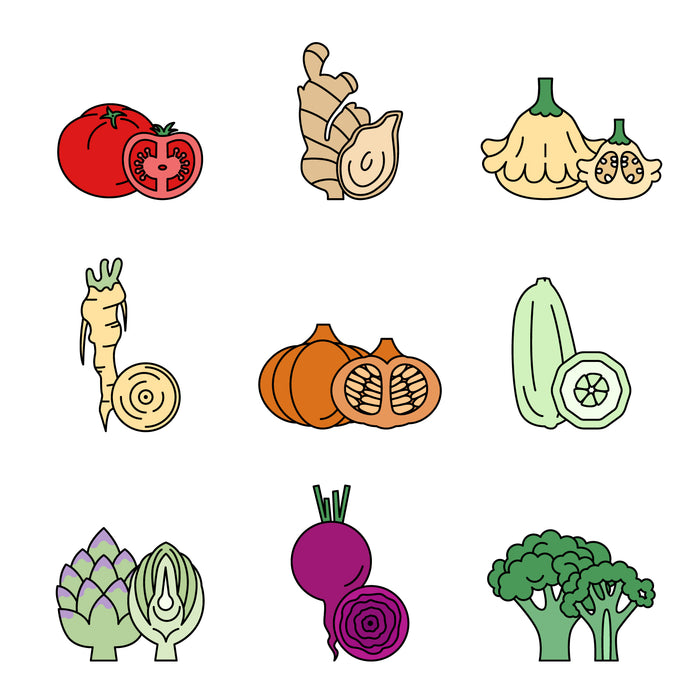 Vegetables icons set