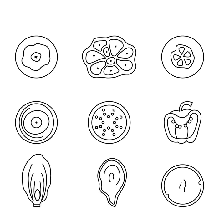 Vegetables line icons set