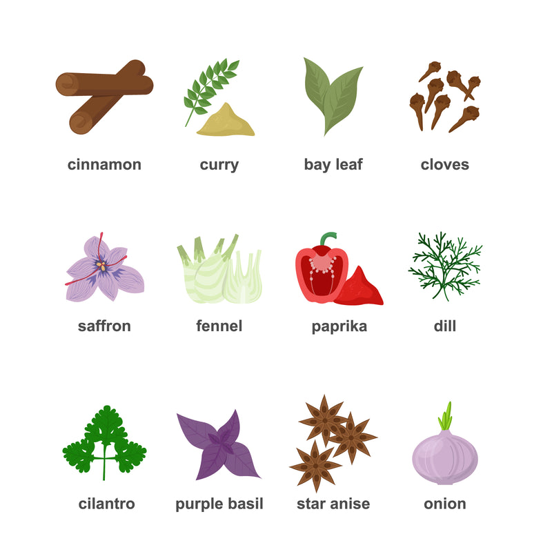 Spices and herbs for cooking